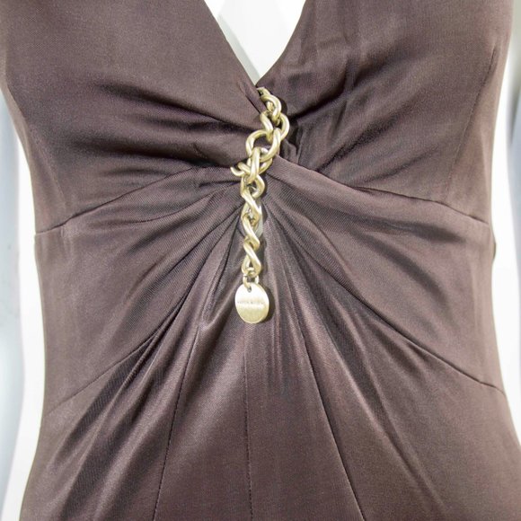Karen Millen Sexy Brown Dress Party Office Sz 10uk Small - Picture 4 of 7